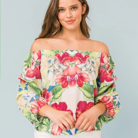 Flying Tomato Tops - FLYING TOMATO Going Places Floral Off-Shoulder Top